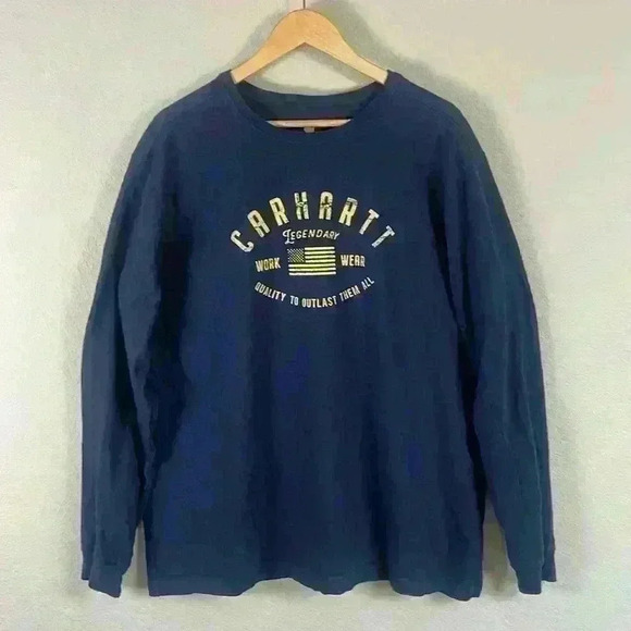 Carhartt Navy Blue Long Sleeve TShirt Men’s size XL - Picture 1 of 10